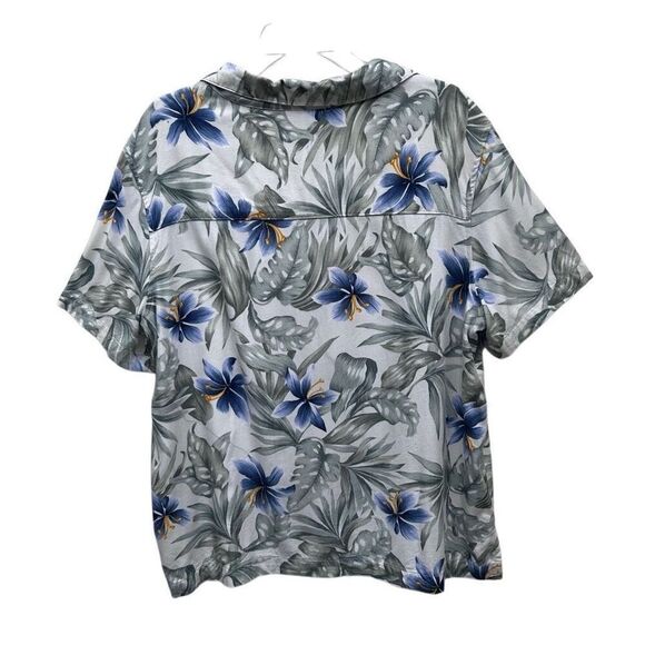 Havana Jack's Cafe Hawaiian Shirt Women's 1X Green Floral Button Front Rayon - Picture 4 of 12